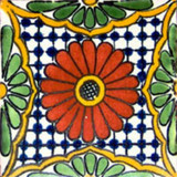 Southern Mexican tile terracotta green white