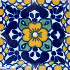 folk art Mexican tile cobalt yellow