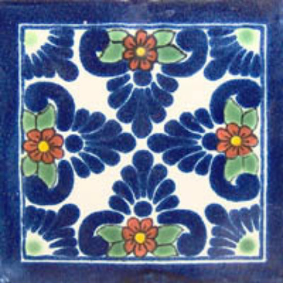 old world Mexican tile cobalt green