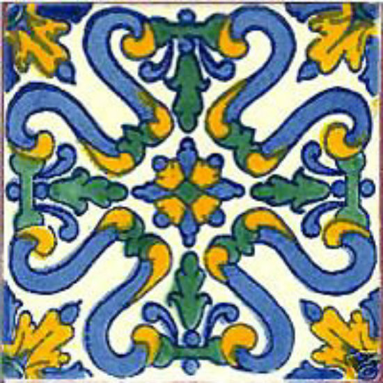 rustic Mexican tile blue green