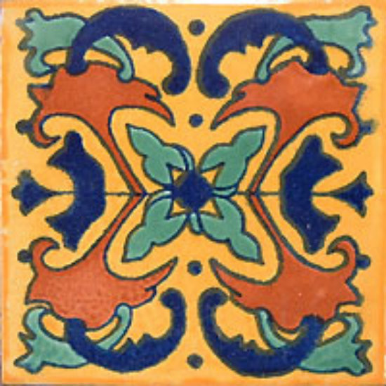 Southern Mexican tile terracotta green