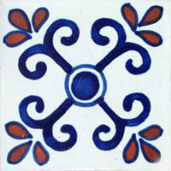 Mexican tile terracotta blue white