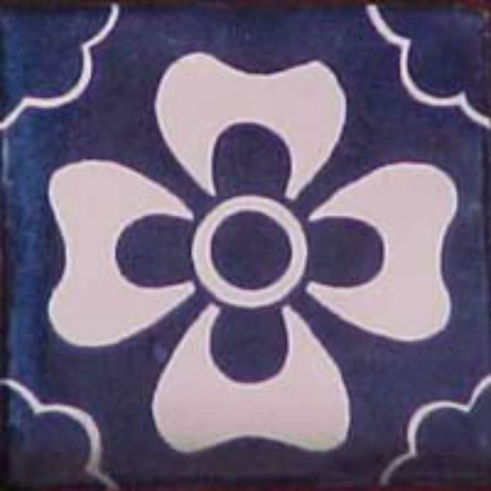 colonial Mexican tile white navy blue
