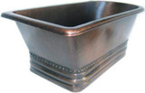 Sacramento copper tub single slipper front view highlighting the dark patina finish and wide base with three rounded moldings.