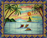 mexican kitchen wall tile mural