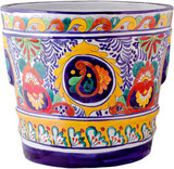 hand painted red yellow flower pot