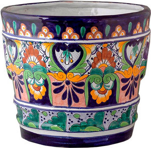 decorative terra cotta green flower pot