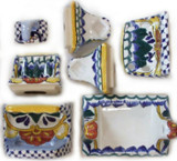 yellow blue ceramic bath accessory set