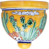 painted talavera sconce yellow green