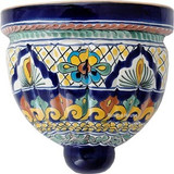 hand crafted talavera sconce blue green