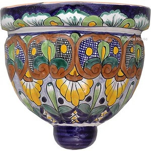 porcelain talavera sconce yellow blue