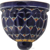 colonial talavera sconce cobalt yellow