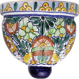 decorative talavera sconce brown blue