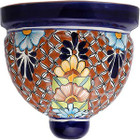 painted talavera sconce cobalt brown