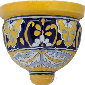 hand painted talavera sconce white blue