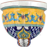 country style talavera sconce yellow blue