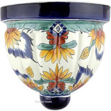 mexican talavera sconce white green