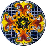 painted talavera plate red cobalt
