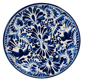 hand crafted talavera plate dark blue