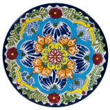 artisan made talavera plate blue green