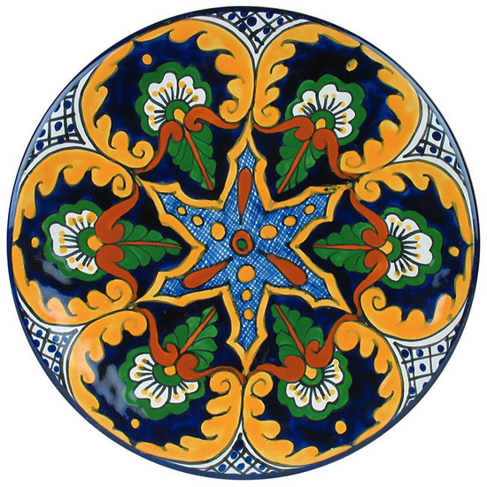 decorative talavera plate yellow blue