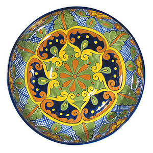 porcelain talavera plate green cobalt