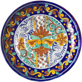 country style talavera plate cobalt green