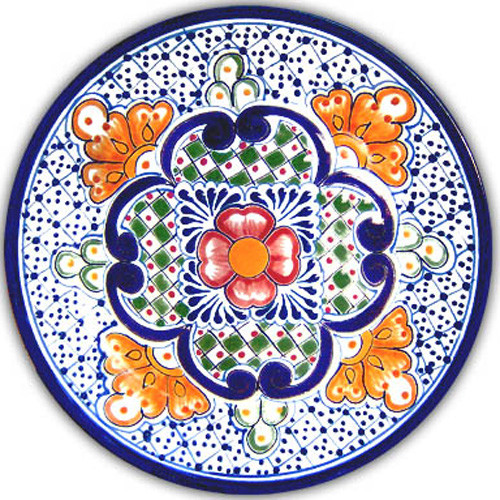 handmade talavera plate blue yellow