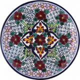 hand painted talavera plate red white