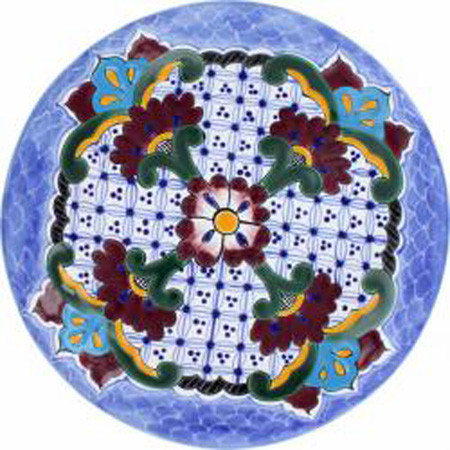porcelain talavera plate red blue