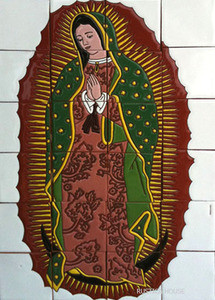 Guadalupe virgin shower relief tile mural