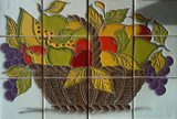 fruit basket wall relief tile mural