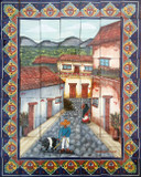 mexican garden tile mural