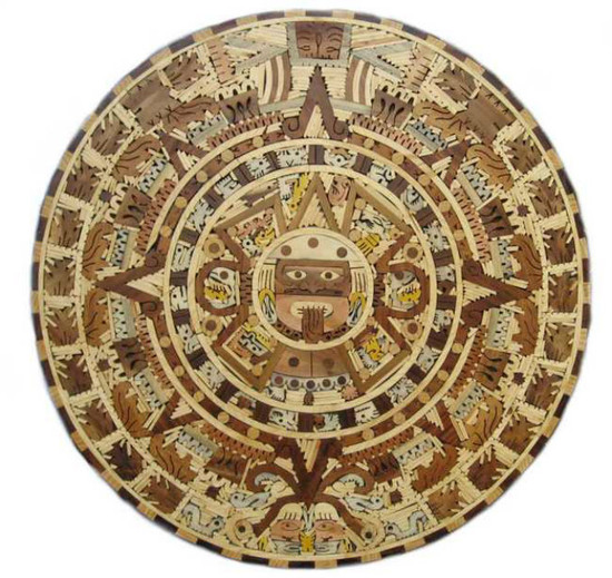 small aztec wooden calendar