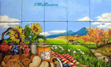 picnic with bread and honey bathroom wall tile mural