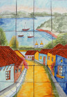 sailboats wall tile mural