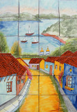 sailboats wall tile mural
