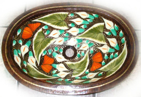 oval traditional copper bathroom sink