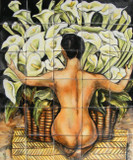 Nude with Calla Lilies kitchen tile mural