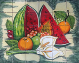 mexican tile mural calla lilies and watermelon