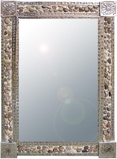 river stone tin mirror
