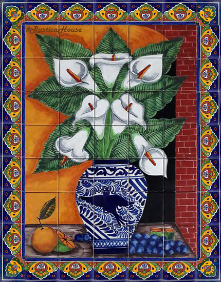tile mural calla lilies and grapes