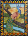 tile mural beautiful peacock