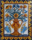 tile mural yellow vase and birds