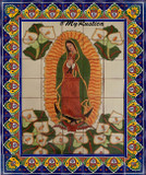 tile mural Virgin Guadalupe with Calla Lilies