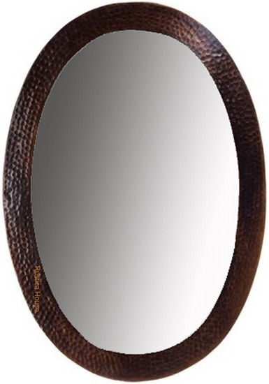 designer oval copper mirror hacienda style