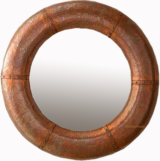 round copper mirror