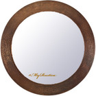 hand hammered round copper mirror