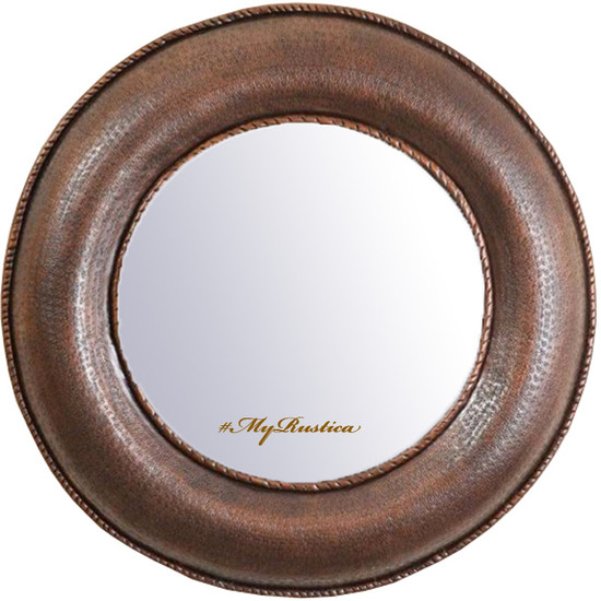 handcrafted round copper mirror