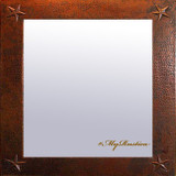 hand hammered square copper mirror
